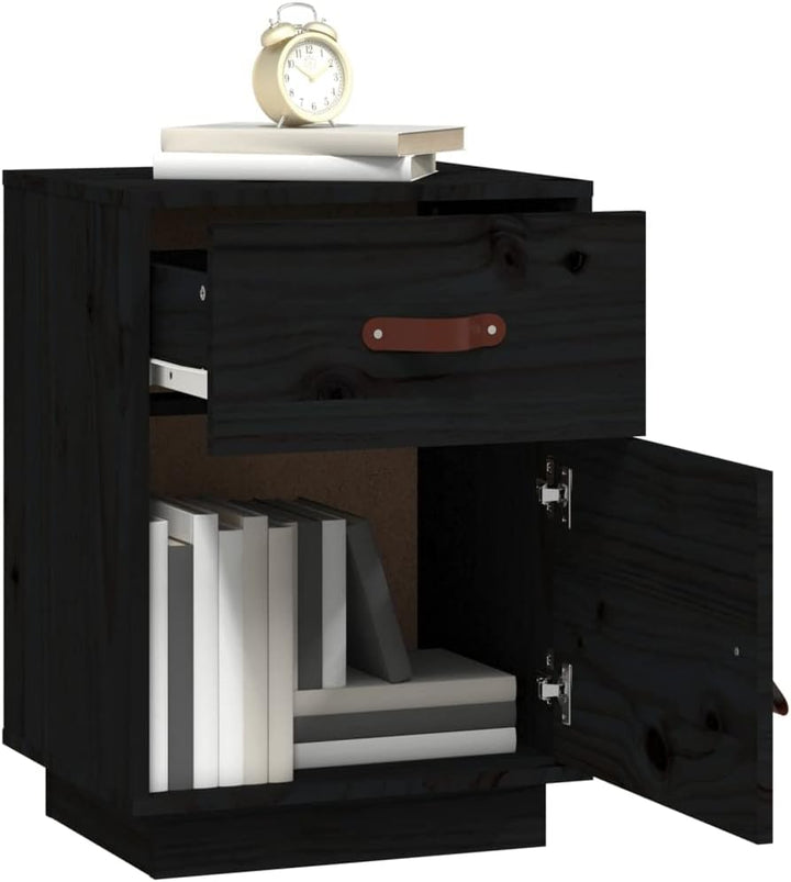 FIRBNUS Bedside Table Nachtkonsole Beistelltisch mit Stauraum Night Stand Nachttische 2er Set Schwar