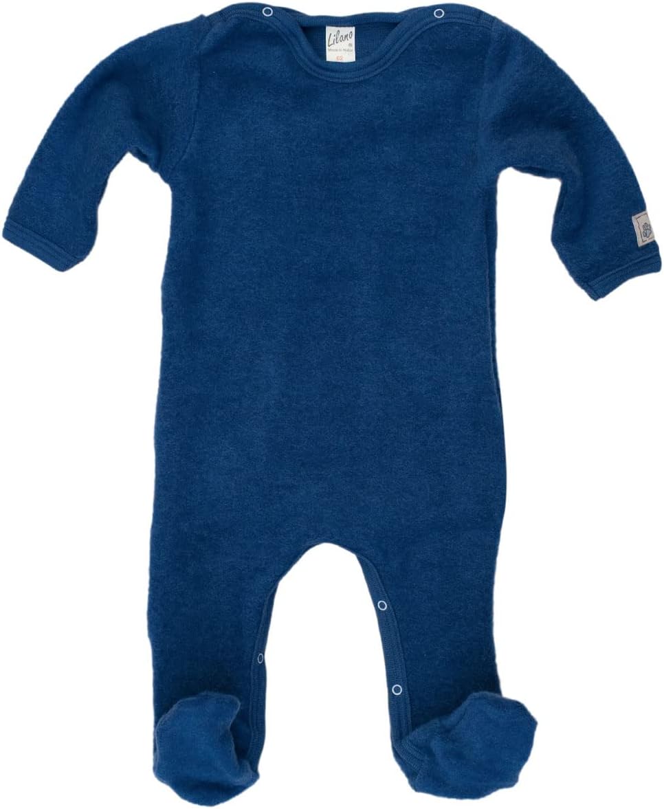 Lilano, Frottee Flausch Anzug mit Fuss, 100% Wolle (kbT) 62 Marine, 62 Marine
