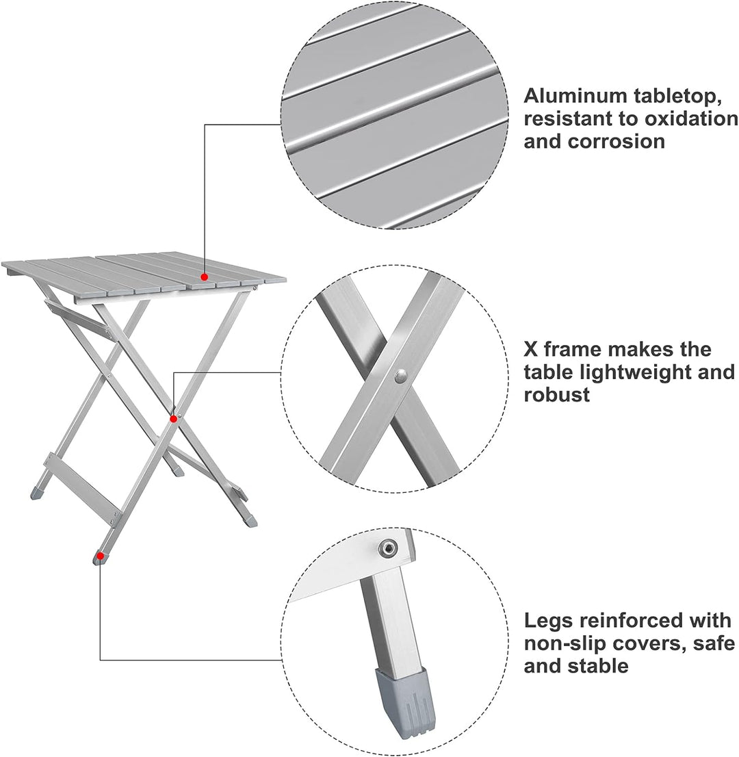 WOLTU Alu Tisch Klapptisch Campingtisch Balkontisch Gartentisch Klappbar aus Aluminium, 50.5x47x59.5
