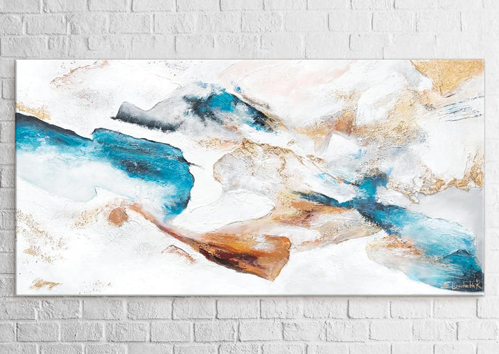 YS-Art Abstrakt Acryl Gemälde auf Leinwand Smaragd handgemalt Wandbilder Wohnzimmer modern Wohndekor