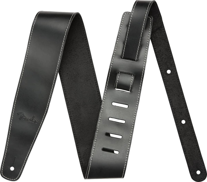Fender Broken-In Leather Strap, Black 2.5", 6,3 x 116-137 cm Schwarz, Schwarz