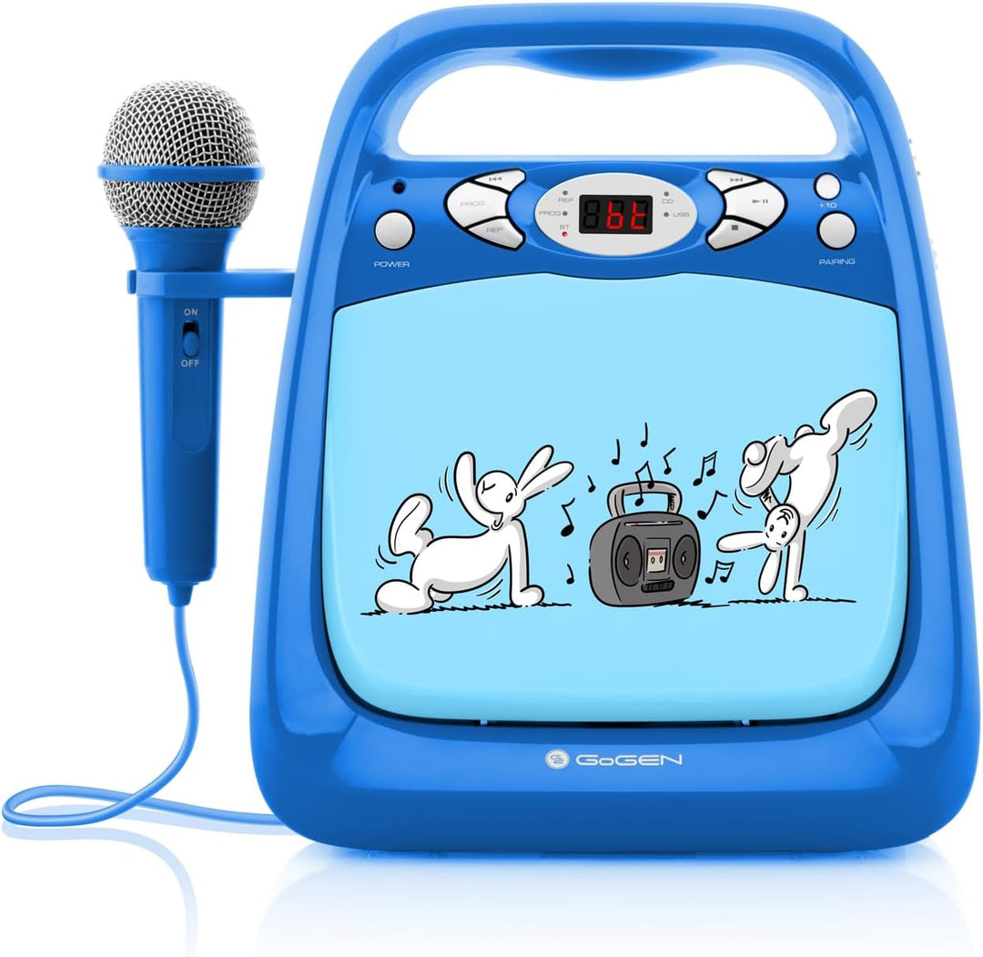 GOGEN Kinderkaraoke und CD Player I USB I MP3 I Mikrofon inklusive I Kopfhörerausgang I tragbar I Ba
