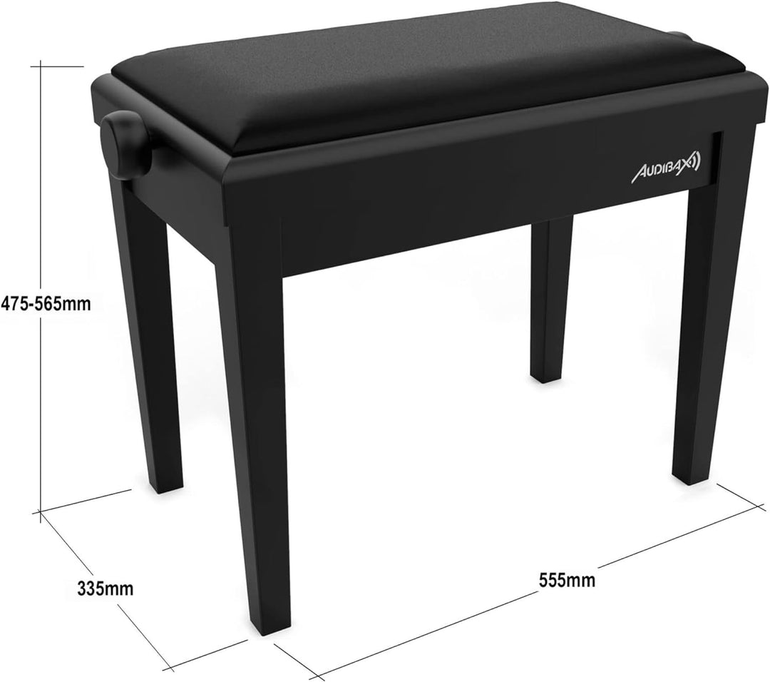 Audibax KB600 Black Banco para Piano Teclado Ajustable Regulable. Acolchado