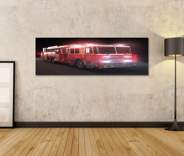islandburner Bild auf Leinwand Feuerwehrauto Mit Lichtern Kinderzimmer Bilder Wandbilder Poster Lein