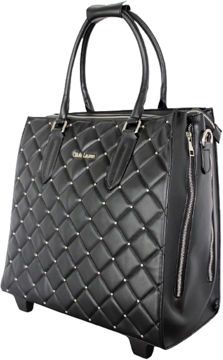 Bowatex Aktentasche Damen Trolley Laptoptrolley Karo Schwarz Leicht