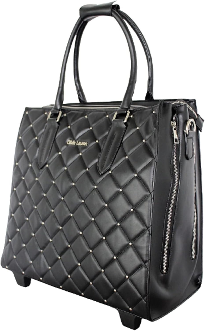 Bowatex Aktentasche Damen Trolley Laptoptrolley Karo Schwarz Leicht