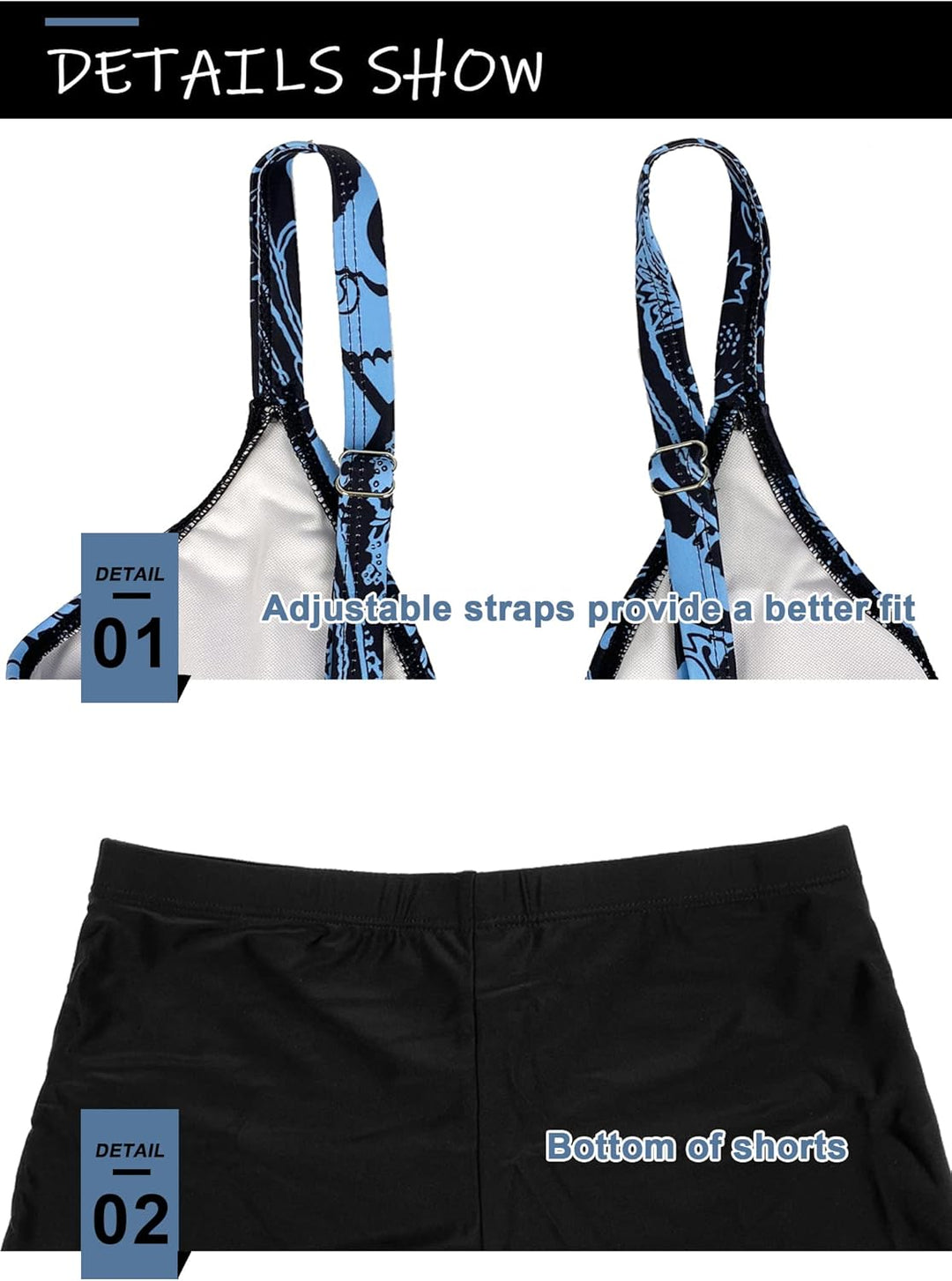 CheChury Badeanzug Tankini Damen Bauchweg Volant Zweiteilig Bademode Push up Badeanzug Oberteil mit