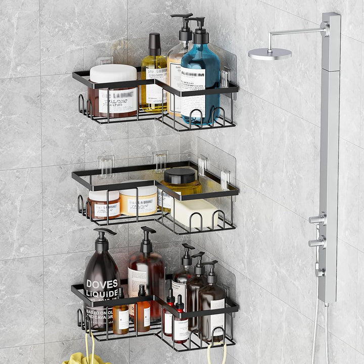 UUlioyer Duschablage ohne Bohren Ecke, Wasserdichter und Rostfreier Duschregal, 3 Stück Badezimmer R