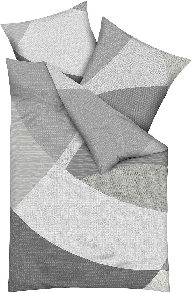 Traumschlaf Biber Bettwäsche Vista Zinn, 1 Bettbezug 135 x 200 cm + 1 Kissenbezug 80 x 80 cm Zinn 1