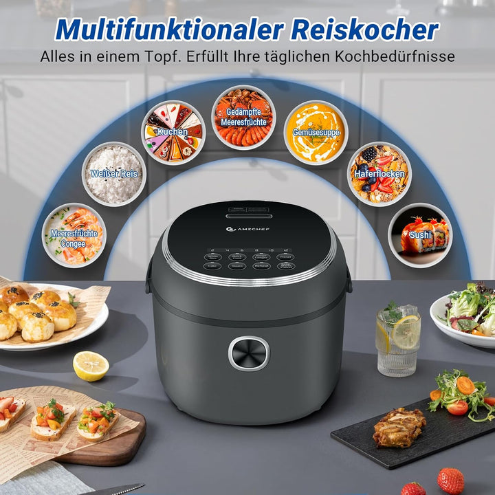 AMZCHEF Reiskocher 4L Mini Reiskocher für 5 Personen, 8 Tassen (ungekocht), 860W elektrischer Reisko