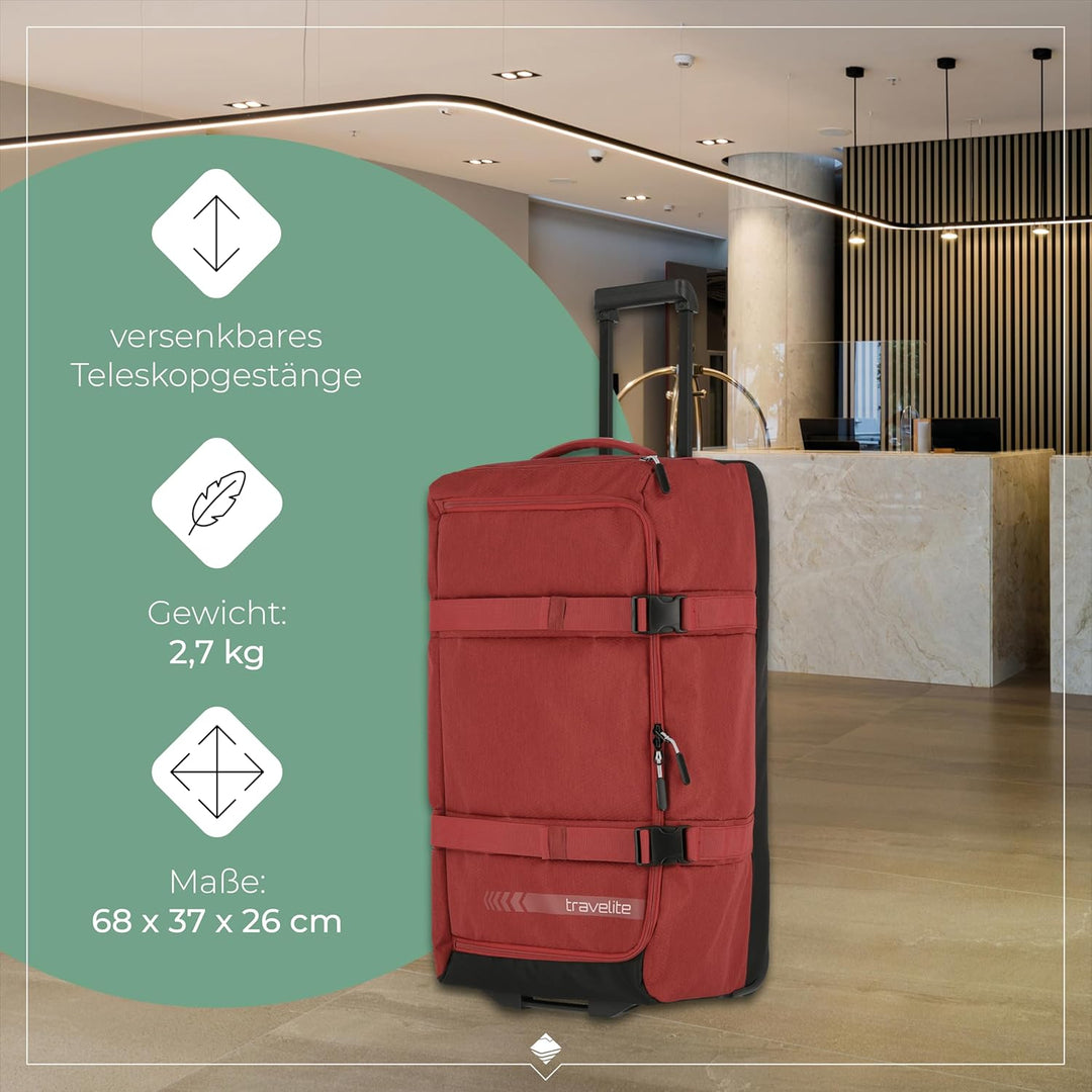 travelite Trolley Reisetasche Grösse L, Gepäck Serie KICK OFF: Praktische Reisetasche mit Rollen für