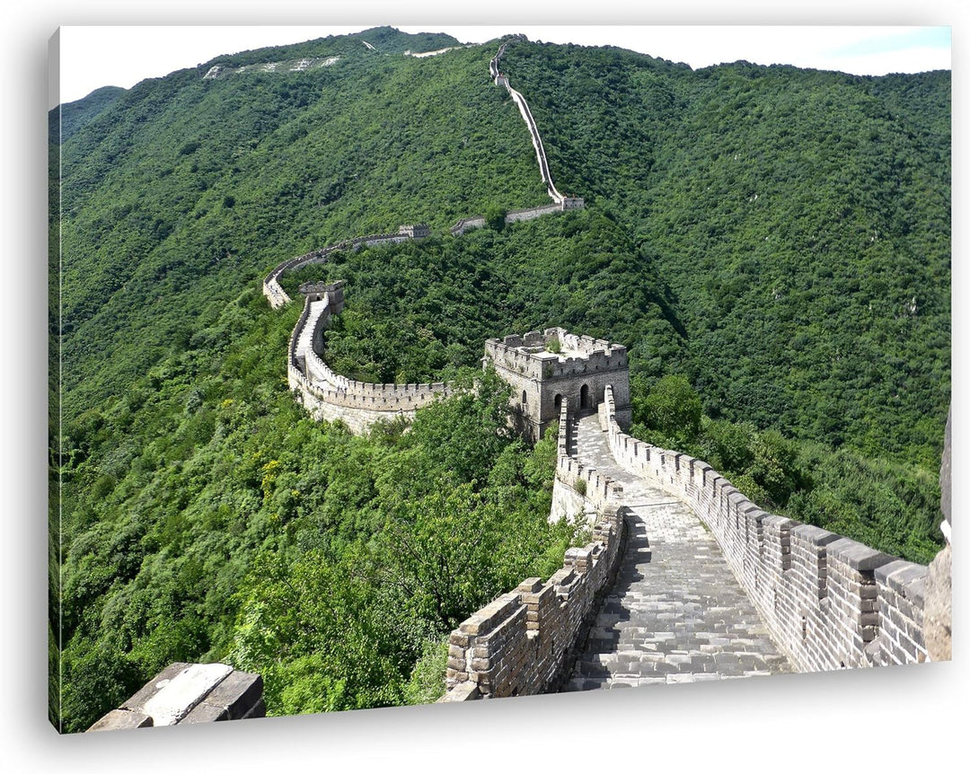 deyoli Chinesische Mauer Format: 80x60 als Leinwandbild, Motiv fertig gerahmt auf Echtholzrahmen, Ho