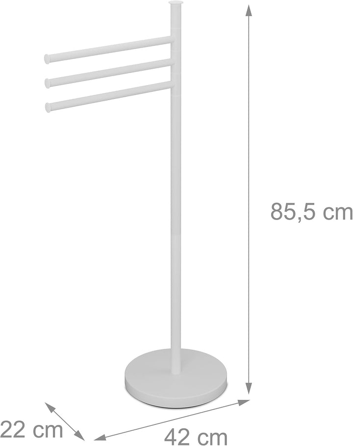 Relaxdays Handtuchhalter, 3 bewegliche Stangen, HBT: 85,5 x 42 x 22 cm, Edelstahl, Badezimmer, Handt