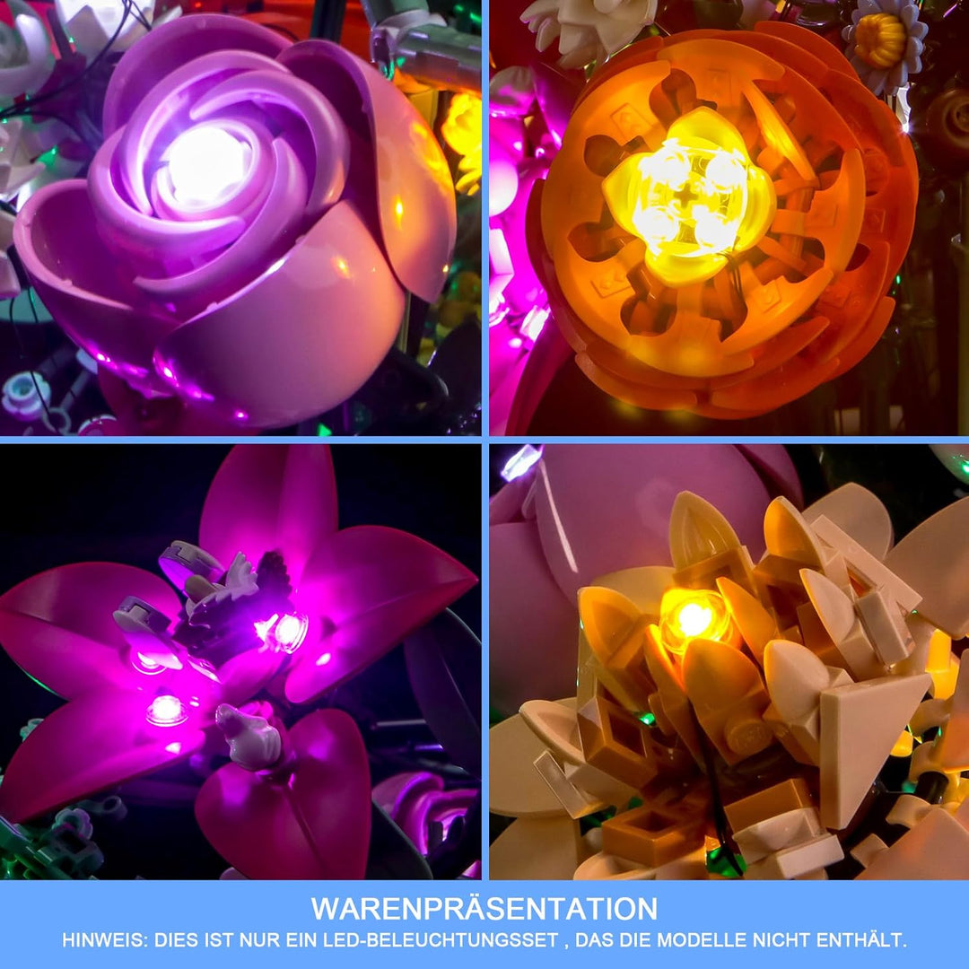 LocoLee Licht Set Kompatibel mit Lego 10342 Schöner Rosafarbener Blumenstrauss, Nur Lichter Set - Ke