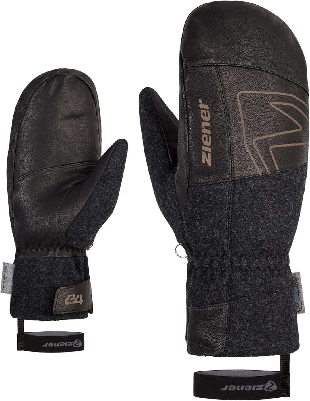 Ziener Herren Ganghofero Ski-Fäustling/Wintersport | extra warm, PFC frei, Wolle 7 Schwarz, 7 Schwar