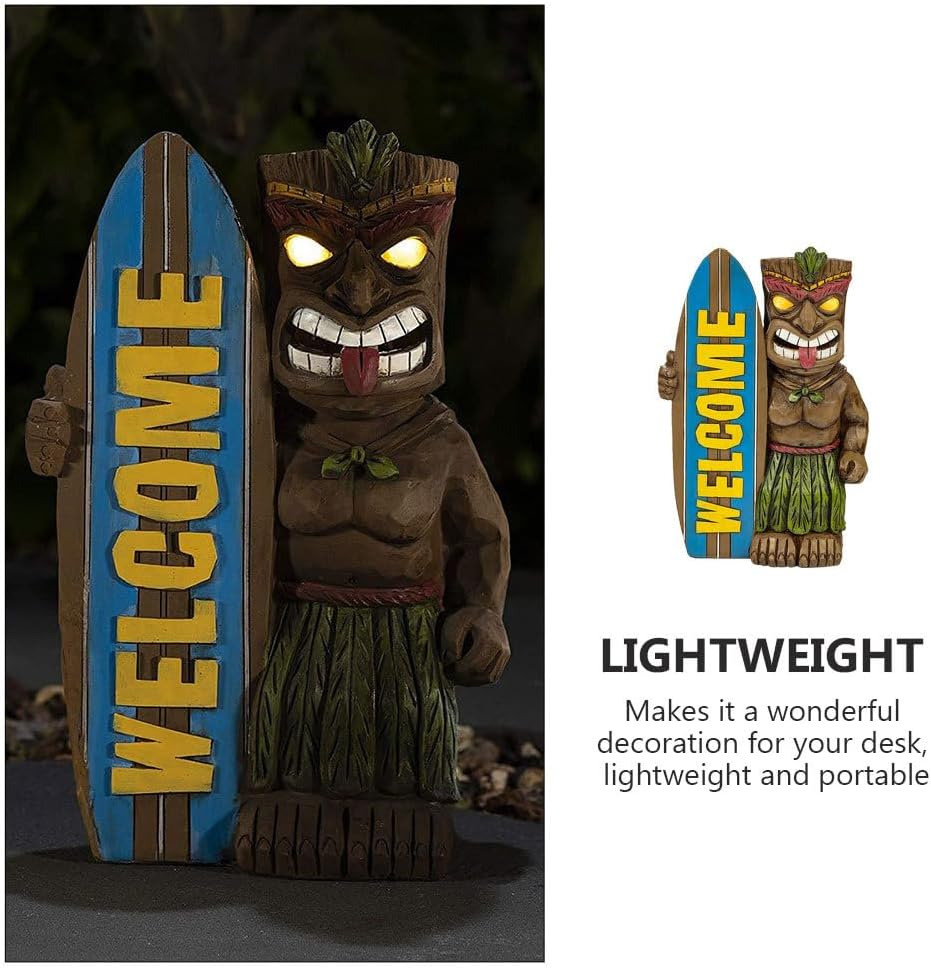 Cabilock Garten Hawaii Tiki Figur Welcome Gartendeko Willkommen Schild Tierfiguren Garten Dekofigur