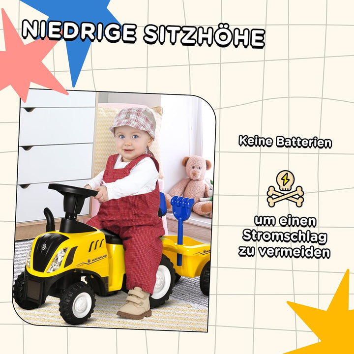 HOMCOM Kinder Rutschauto New Holland Rutscherfahrzeug Kinderauto Kinderfahrzeug Klassische Auto Lauf