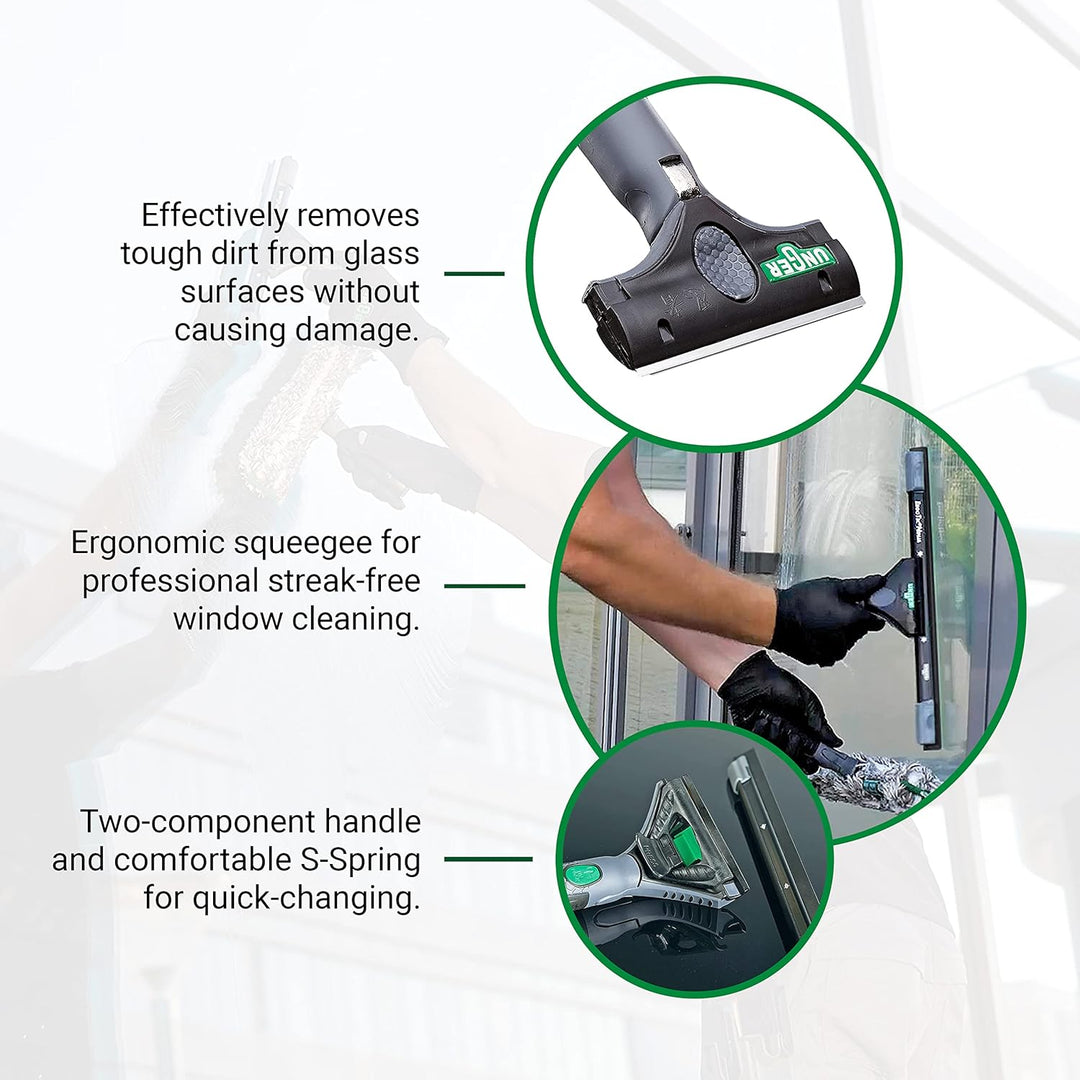 Unger ErgoTec Ninja Fensterreinigungs-Komplett-Set 6in1 (Einwascher 35 cm, Fensterwischer 35 cm, Mik