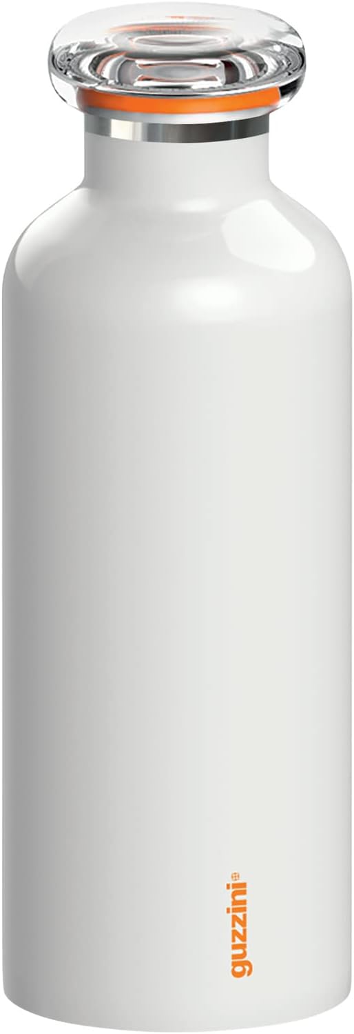 Guzzini - On The Go, ENERGY Thermosflasche, Trinkflasche Edelstahl - Weiss, Ø 7,3x h21,2 cm | 500 cc