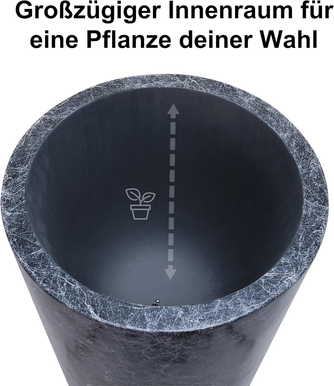 wuuhoo I Pflanzkübel Ivy in schwarzer Marmoroptik mit Pflanzeinsatz I Wetterfest für Innen und Ausse