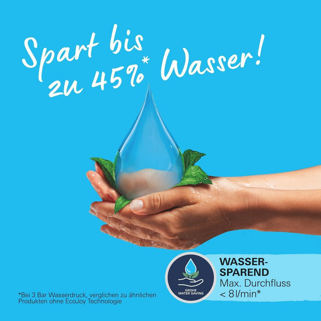 GROHE Vitalio Get - Handbrause (wassersparend, 1 Strahlart, mit Wandbrausehalter, Antikalk-System),