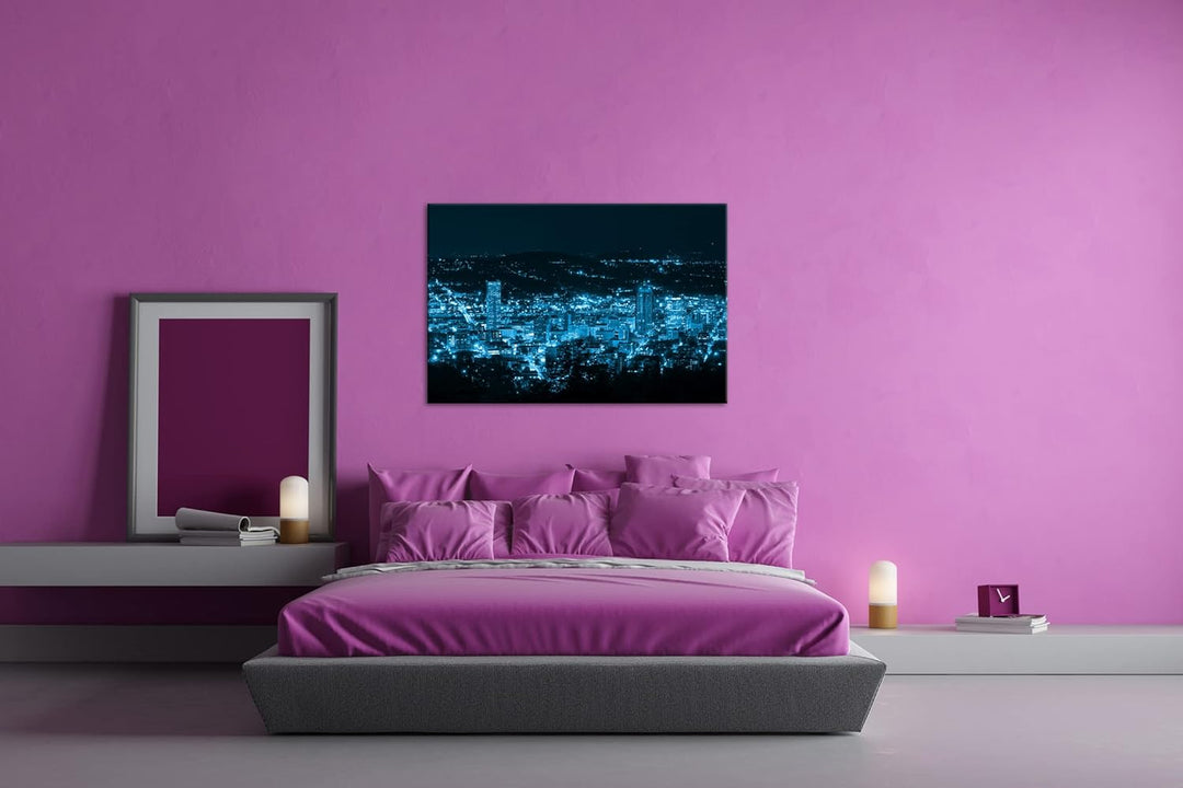 deyoli zauberhafte Lichter einer Grossstadt Format: 80x60 Effekt: Monocrome Blau als Leinwand, Motiv