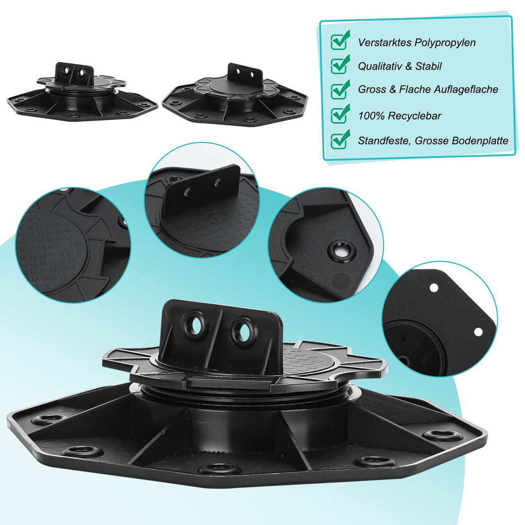 Daromigo Stelzlager Terrassenlager, 10 Stück Höhenverstellbar 18-30mm Stellfüsse Terrassenlager, Pla