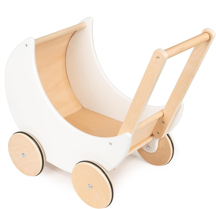 COIL Puppenwagen Lauflernwagen, Lauflernhilfe, aus Holz, Gummiräder, Kinderspielzeug