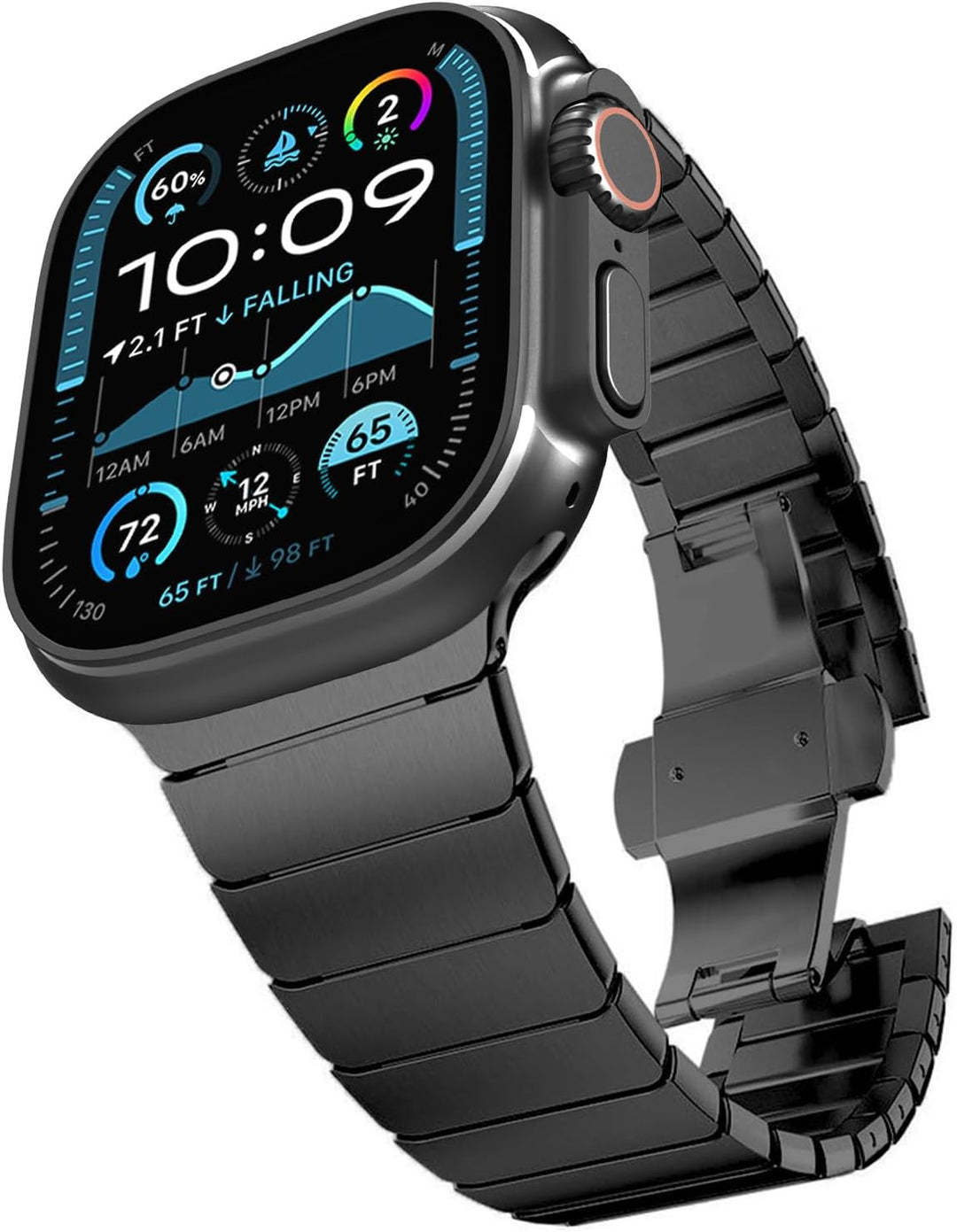 KADES Kompatibel mit Apple Watch Armband 45mm series 9, Herren Damen Solides Edelstahl Gliederarmban