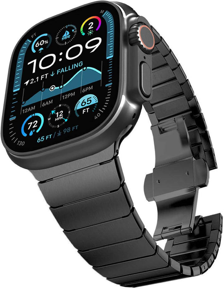 KADES Kompatibel mit Apple Watch Armband 45mm series 9, Herren Damen Solides Edelstahl Gliederarmban