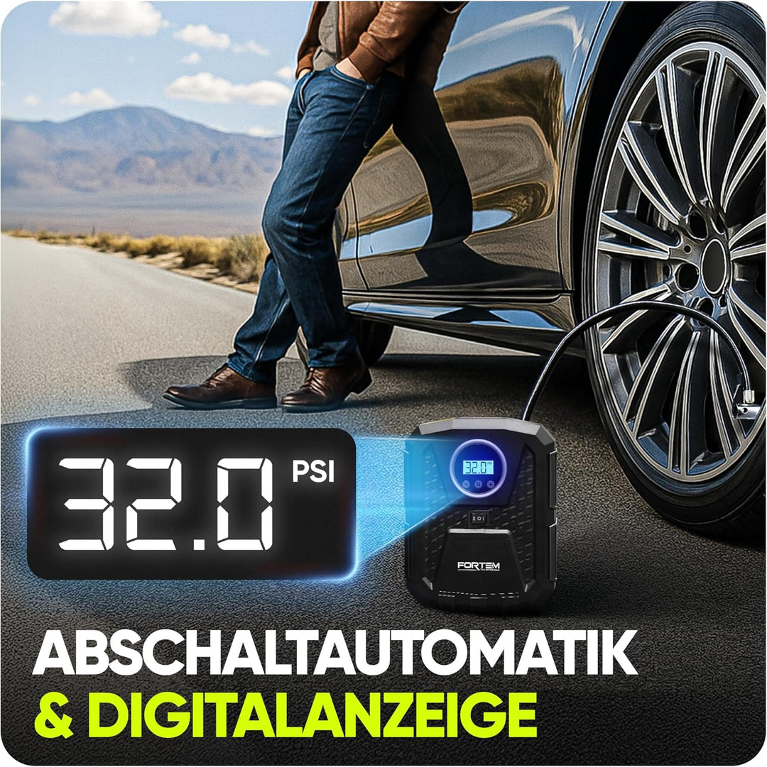 Fortem Tragbarer Kompressor Autoreifen, Kompressor Fahrrad, 12V Autoreifen Pumpe und Fahrradpumpe El