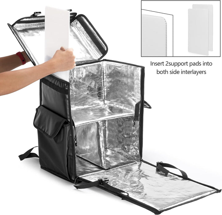 Trunab Food Delivery Rucksack Schwarz, Isolierte Kühltasche Lebensmittel Transport, Öffnendes Oberte