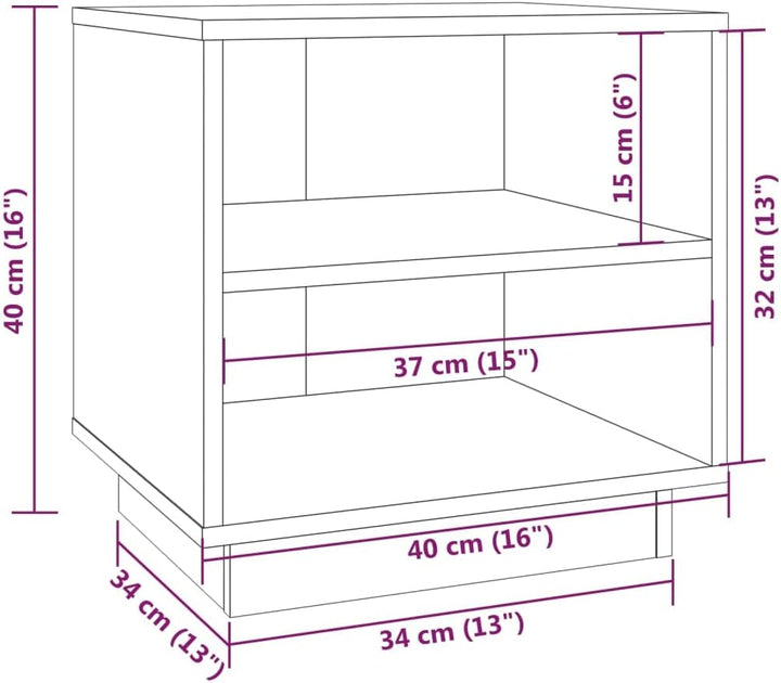 Bedside Table Nachtkonsole Beistelltisch mit Stauraum Night Stand Nachttisch 40x34x40 cm Massivholz