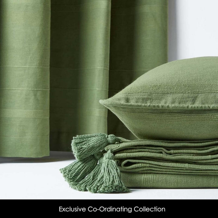 Homescapes handgewebter Vorhang Rajput im 2er Set in Grün, 170 x 230 cm (Breite x Länge), Ösenvorhan