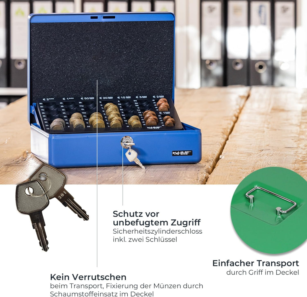 HMF 10015-06 Geldkassette Geldzählkassette 30 x 24 x 9 cm, Grün, Grün
