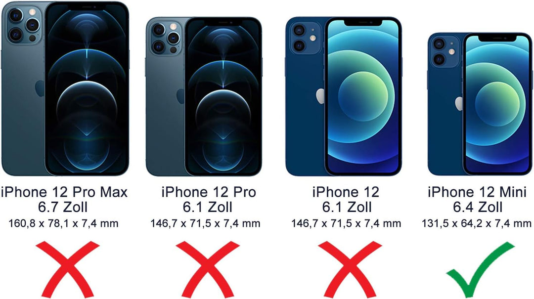 Burkley 2in1 Leder Handytasche für iPhone 12 Mini Handyhülle mit herausnehmbarem Back Cover, 360° Sc