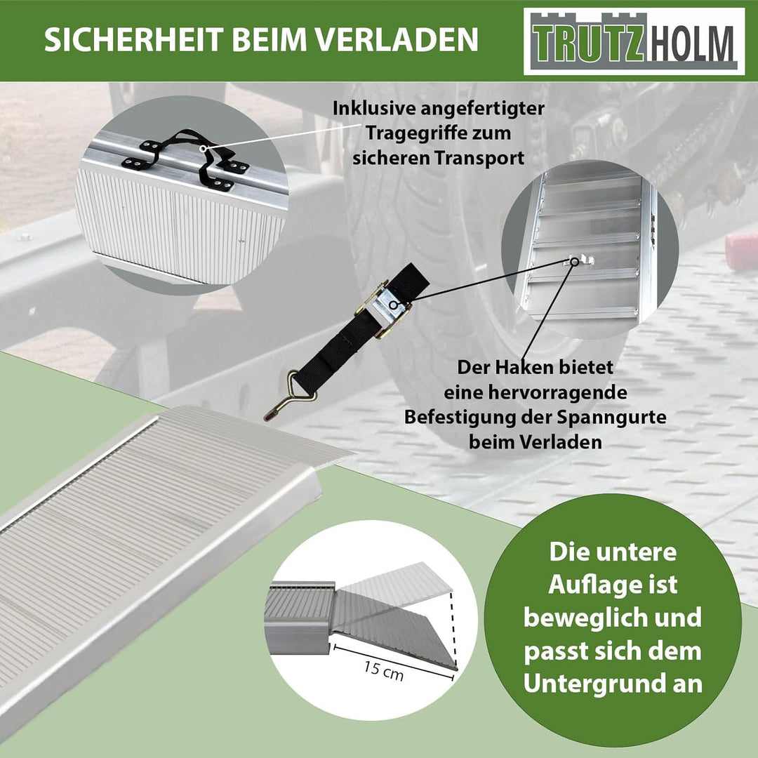 2X TRUTZHOLM Alu Auffahrrampe Eventrampe Verladerampe Rampe Klappbar extra lang 3,05 m 900 kg Tragkr