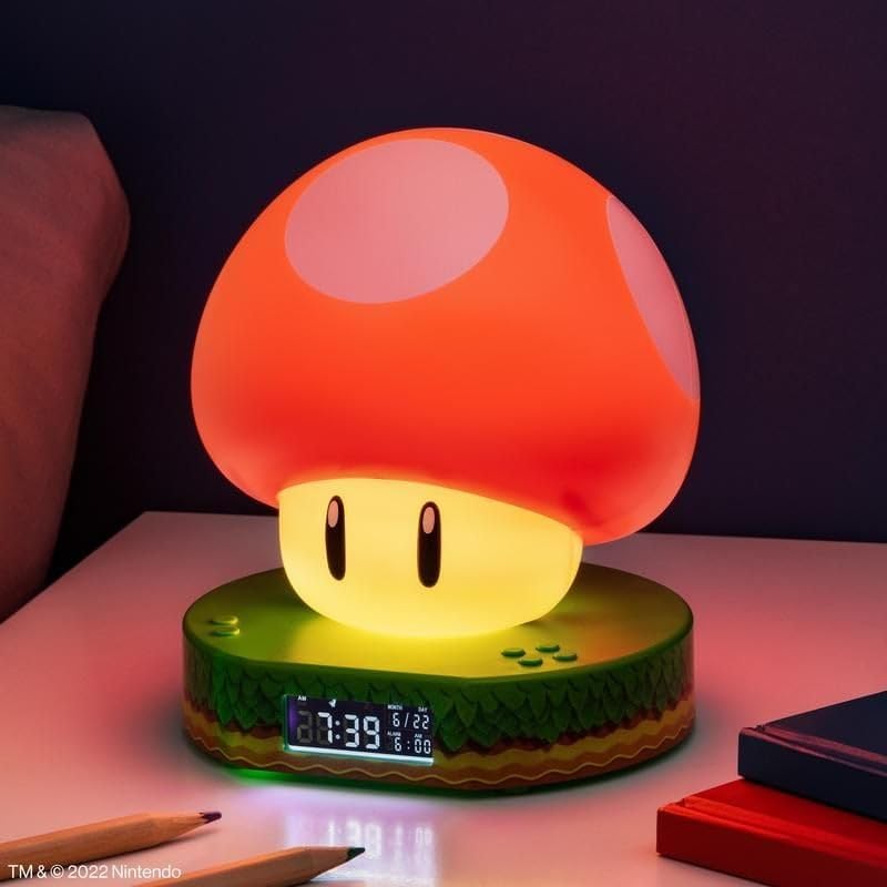 Paladone Super Mushroom Digitaler Wecker mit Power-Up-Sound, offiziell lizenzierte Nintendo-Ware Ein