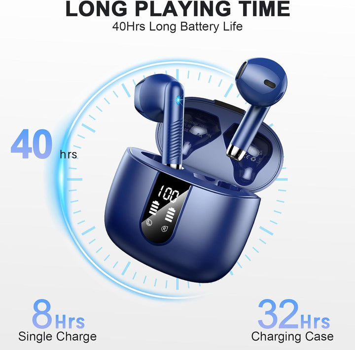 Bluetooth 5.4 Kopfhörer, In Ear Kopfhörer Kabellos mit 4 Mic, 48H Tiefer Bass Spielzeit Wireless Ear