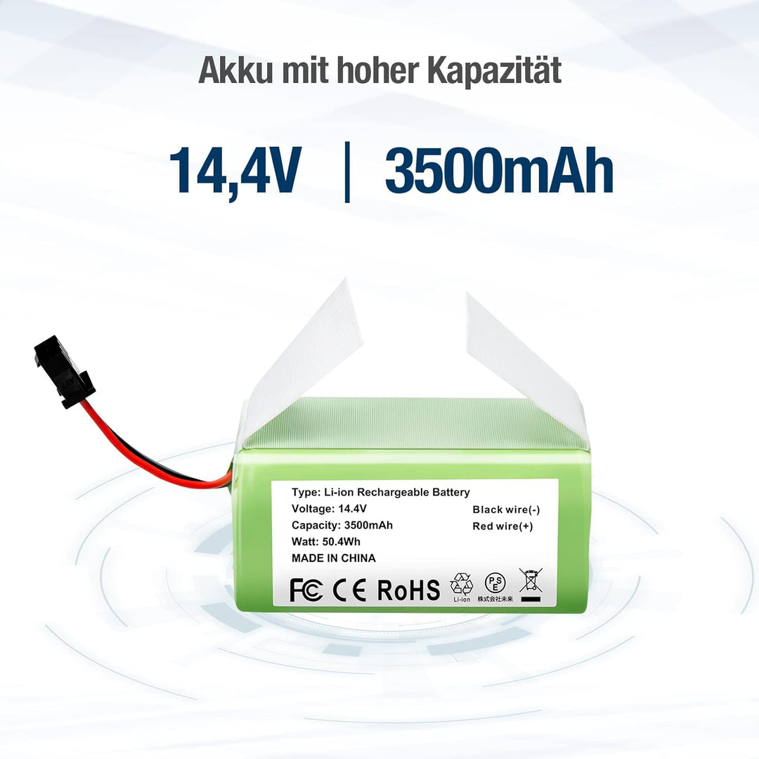 14,4V 3500mAh Li-Ion Ersatzakku Ersatzteile Kompatibel für Conga Excellence 990,950,1090 und Eufy Ro