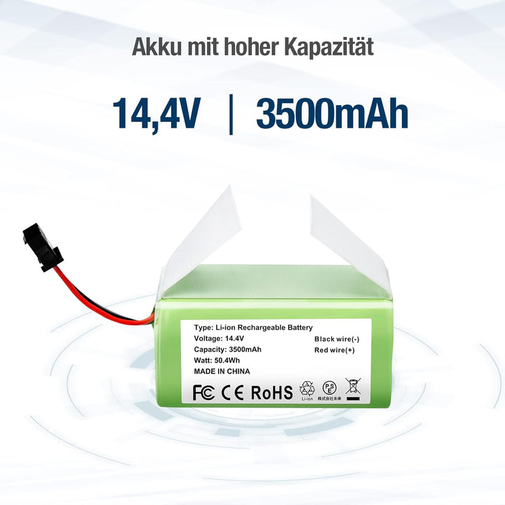 14,4V 3500mAh Li-Ion Ersatzakku Ersatzteile Kompatibel für Conga Excellence 990,950,1090 und Eufy Ro