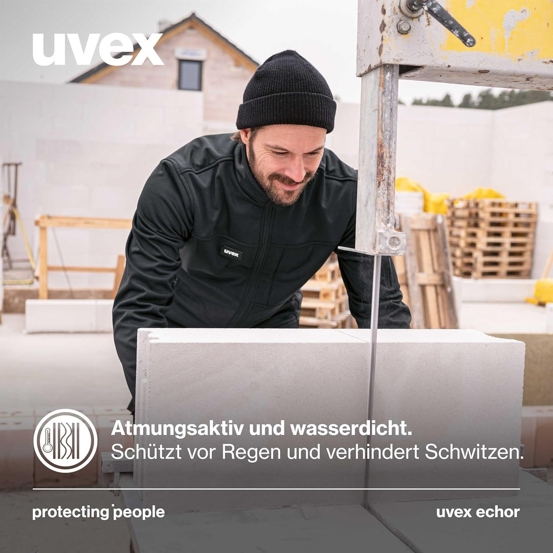 Uvex Echor Softshell-Arbeitsjacke für Herren - atmungsaktiv & wasserabweisend S Schwarz, S Schwarz