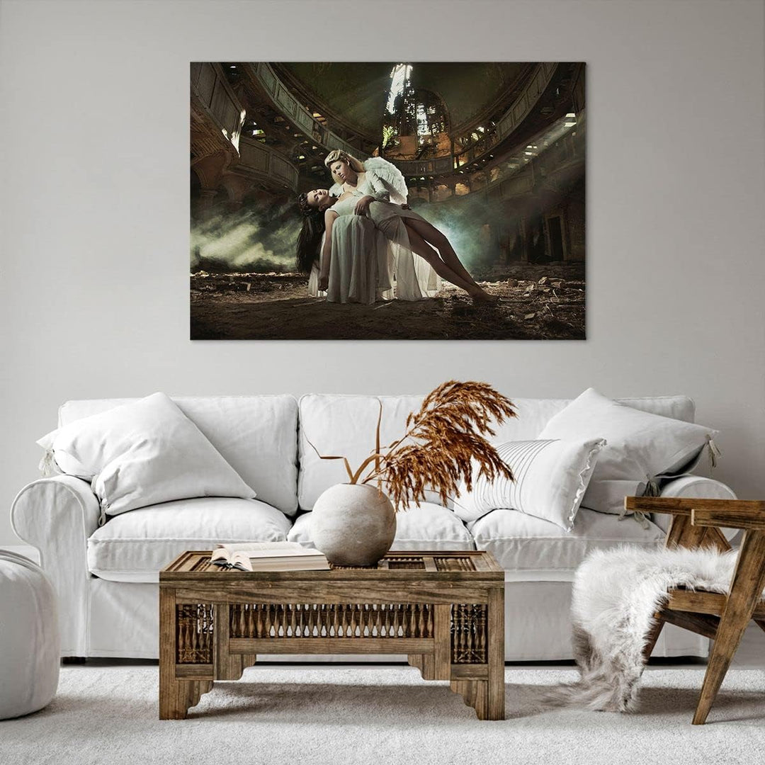 Bilder auf Leinwand 100x70cm Leinwandbild Engel Frau Theater Oper Gross Wanddeko Bild Schlafzimmer K