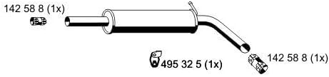 Mittelschalldämpfer Auspuff Mitteltopf original ERNST (645003) Länge: 880mm