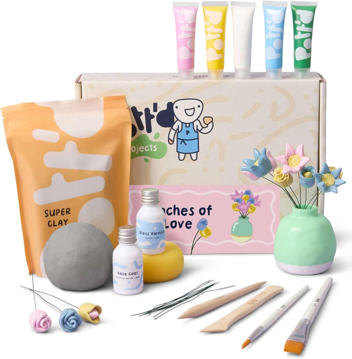 Pott'd Mini-Töpfer-Sets | Lufttrocknendes Töpferset für Erwachsene | Mit Farben, Töpferwerkzeugen un