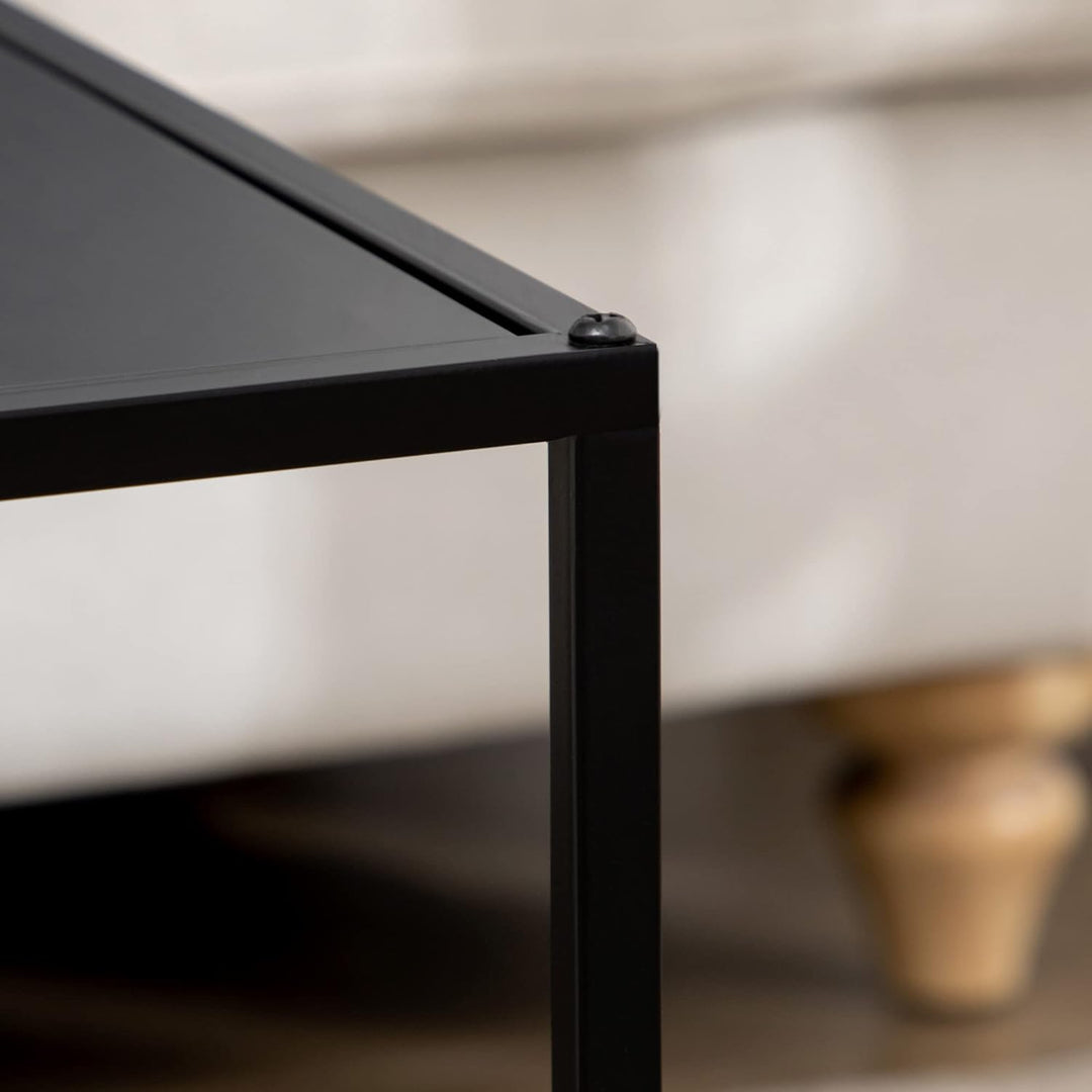 HOMCOM 2er-Set Couchtisch, Eckiger Beistelltisch, Kaffeetisch aus Stahlgestell, Sofatisch für Wohnzi