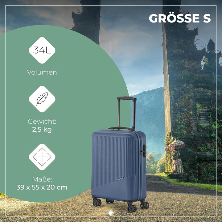 travelite 4-Rad Koffer Set 3 teilig Grössen L/M/S, Gepäck Serie BALI: ABS Hartschalen Trolleys mit T
