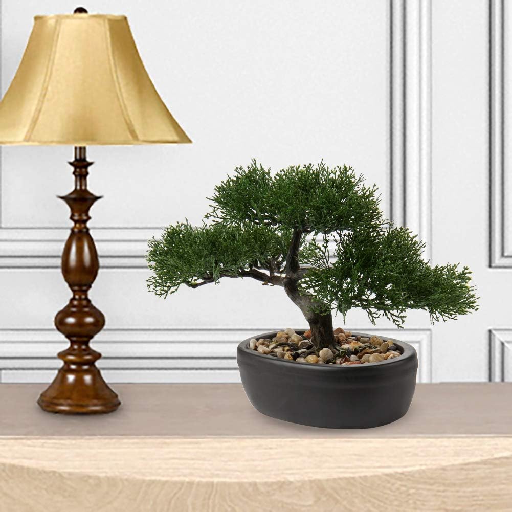 Briful Kunstbonsai Naturgetreue Künstliche Pflanze Kunstbaum Bonsai Zeder Kiefer Podocarpus Plastik