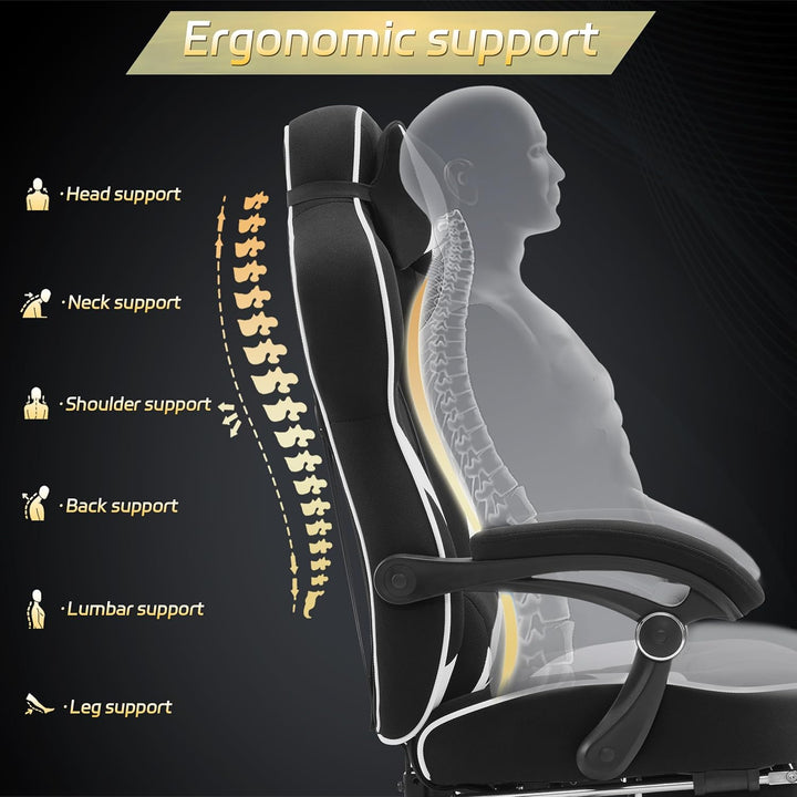 WOLTU Gaming Stuhl Racing Stuhl Bürostuhl Chefsessel Schreibtischstuhl Sportsitz mit Kopfstütze und