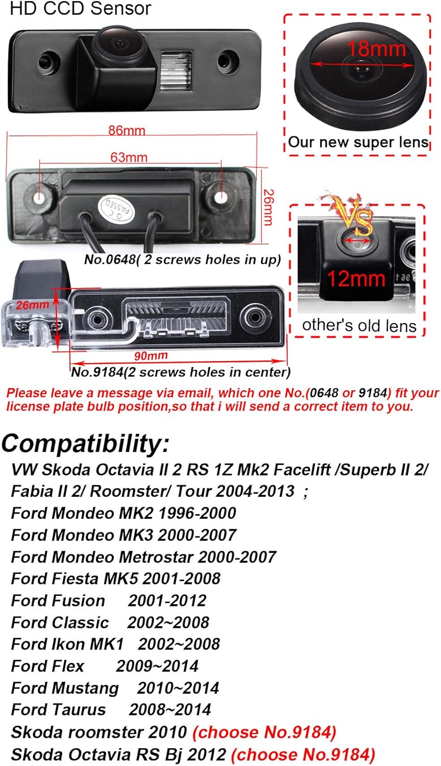 Navinio Auto Rückfahrkamera Einparkkamera Einparkhilfe Wasserdicht für Skoda Octavia RS 1Z MK2 Facel